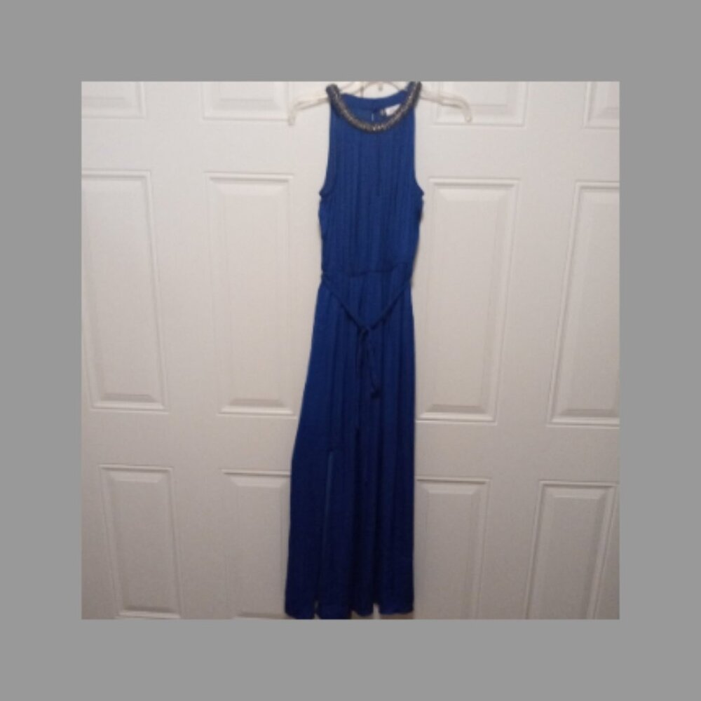 Jennifer Lopez Royal Blue Embellished Halter Maxi Dress XS - Picture 4 of 6